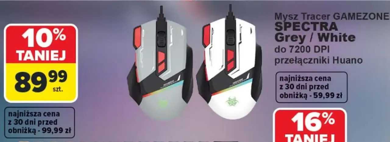 Mysz Tracer GAMEZONE SPECTRA Grey / White