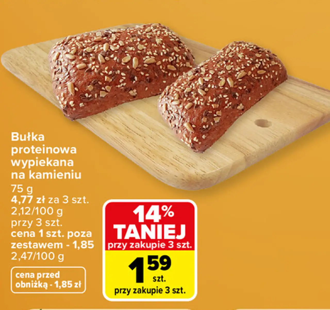 Bułka proteinowa z ziarnami na kamieniu