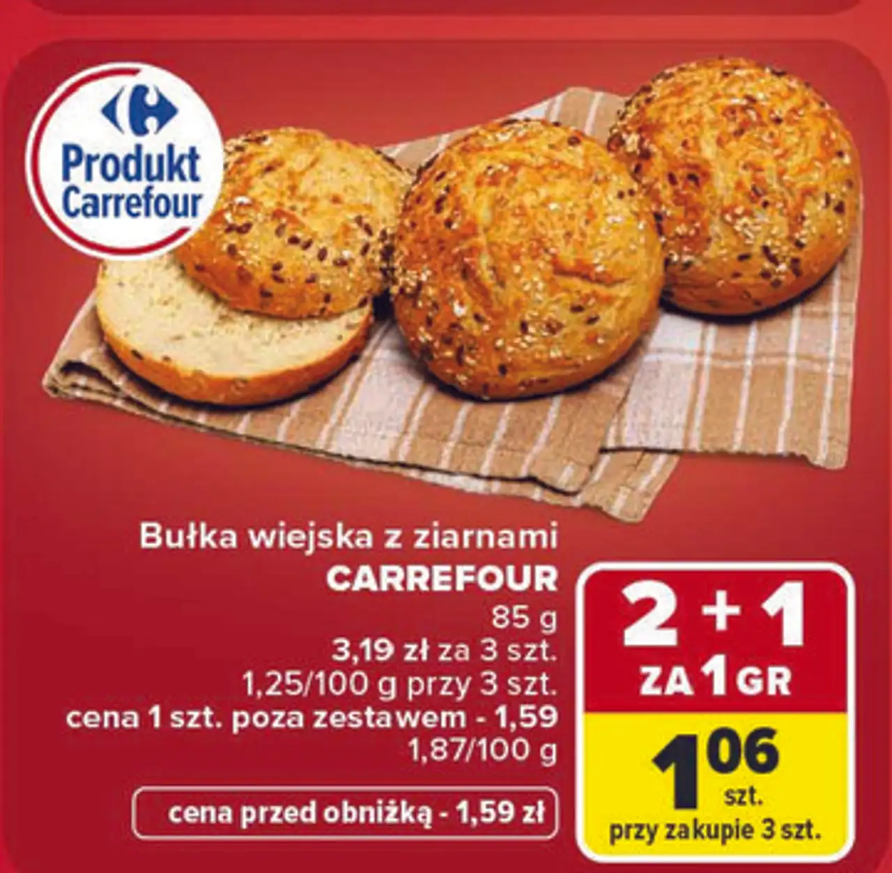 Bułka wiejska z ziarnami Carrefour
