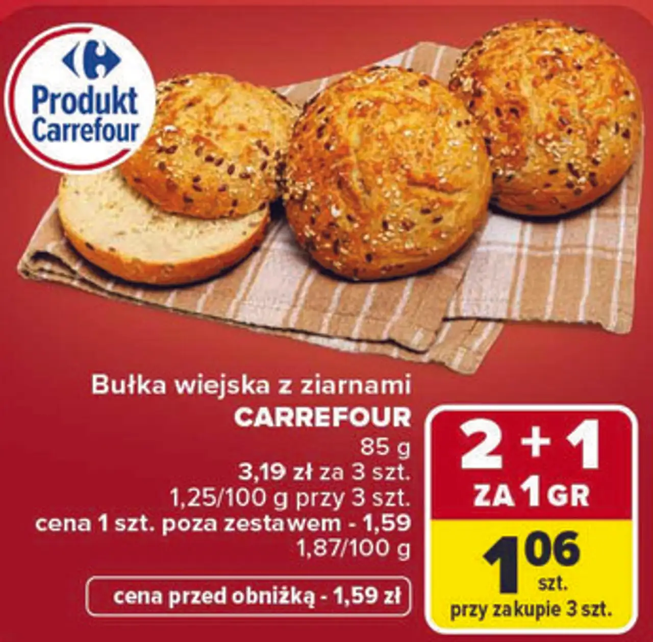 Bułka wiejska z ziarnami Carrefour