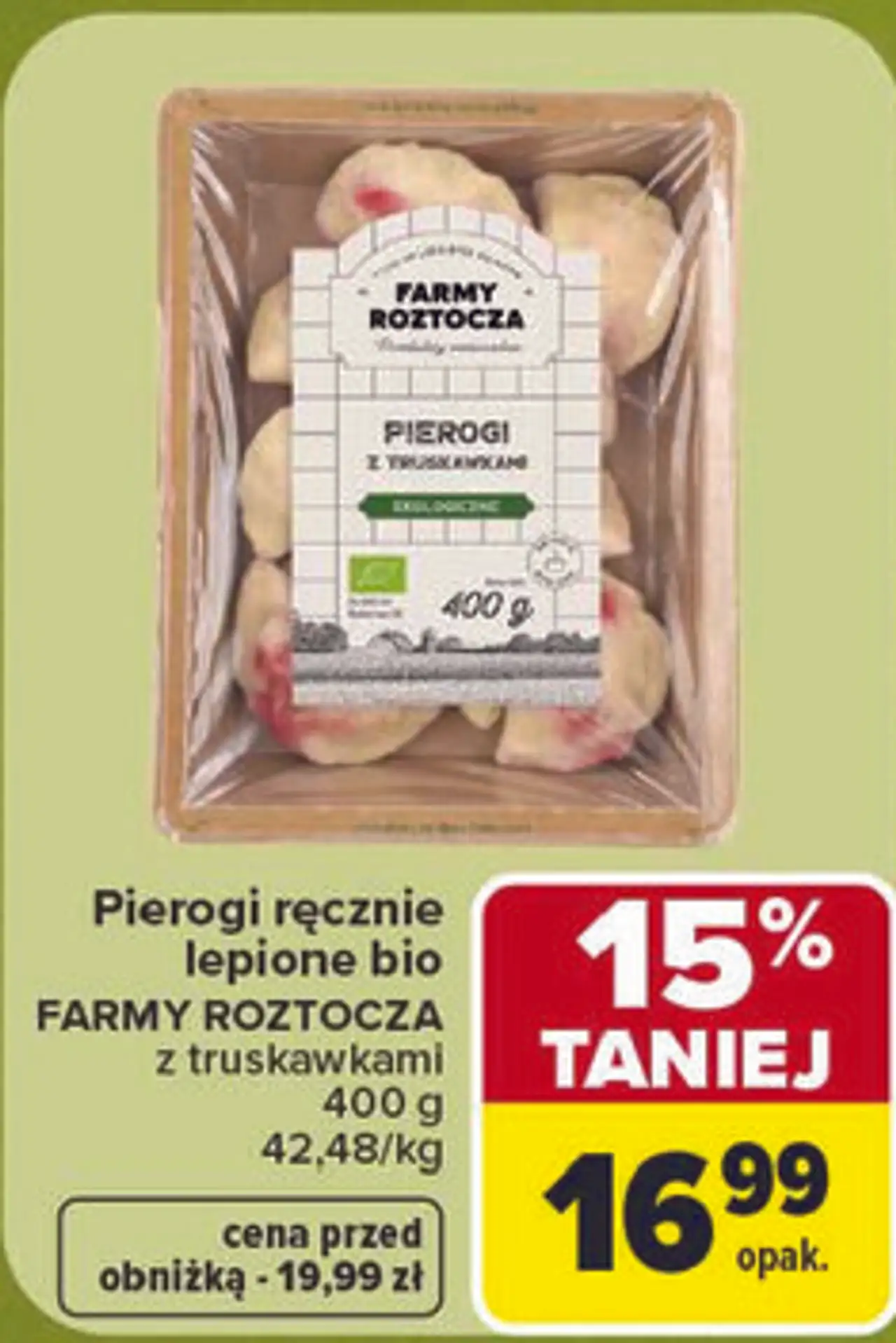 Pierogi ręcznie lepione bio Farmy Roztocza z truskawkami