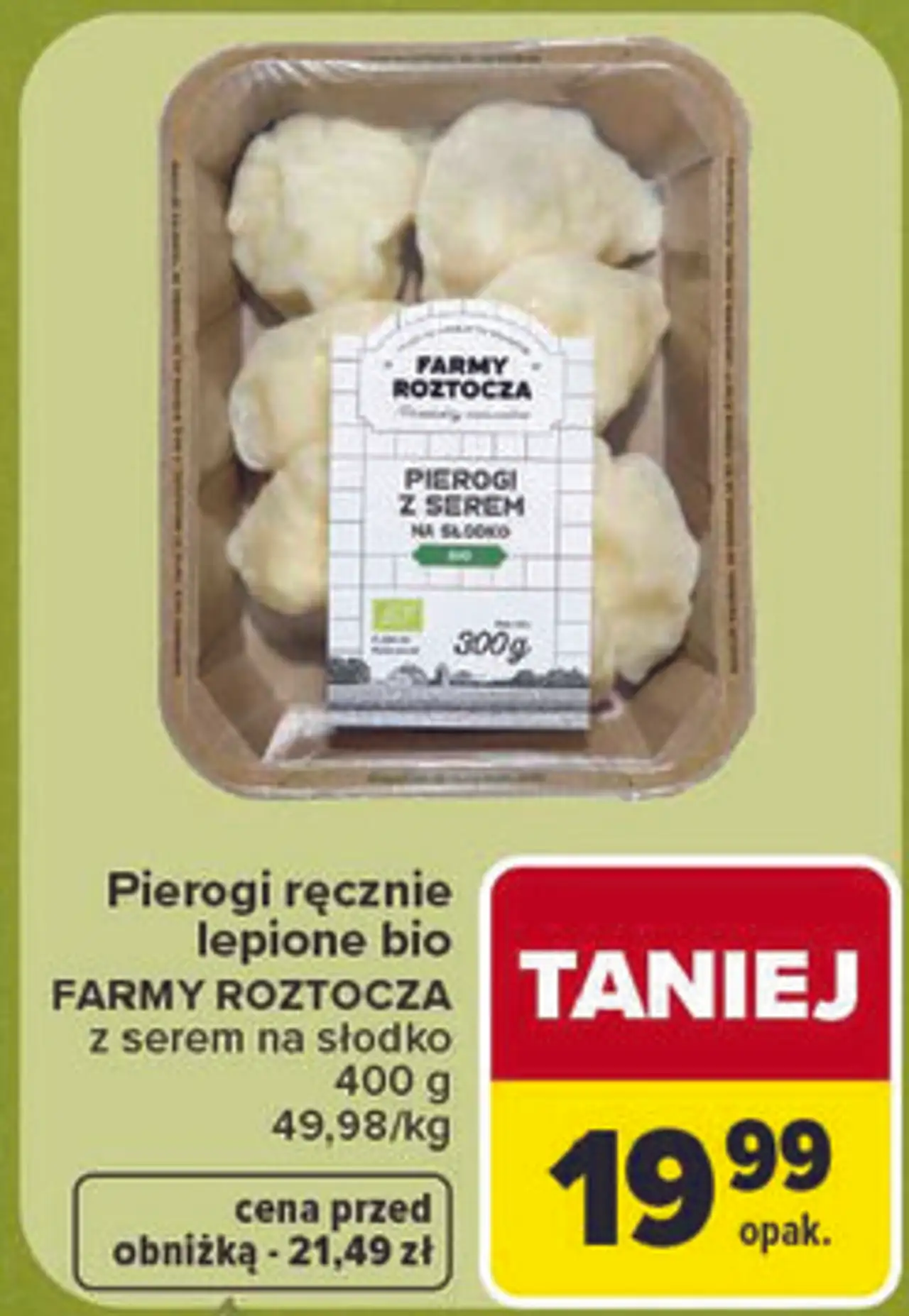 Pierogi ręcznie lepione bio Farmy Roztocza z serem na słodko