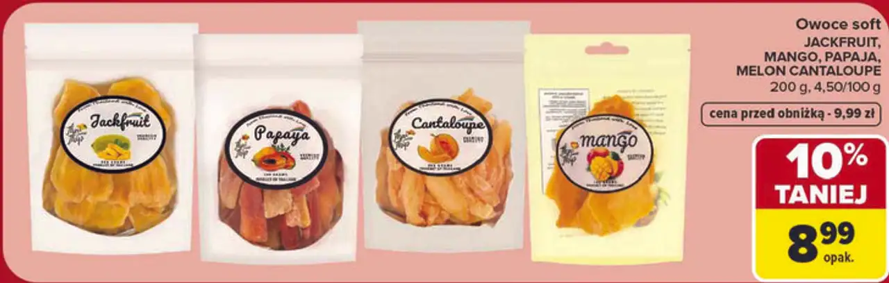 Owoce soft Jackfruit, Mango, Papaja, Melon Cantaloupe
