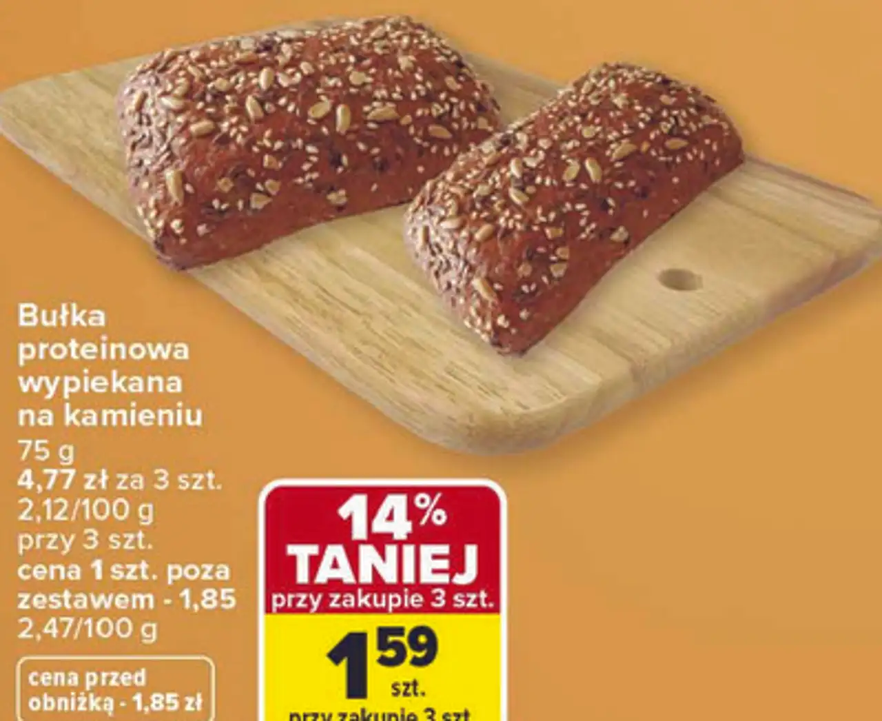 Bułka proteinowa wypiekana na kamieniu