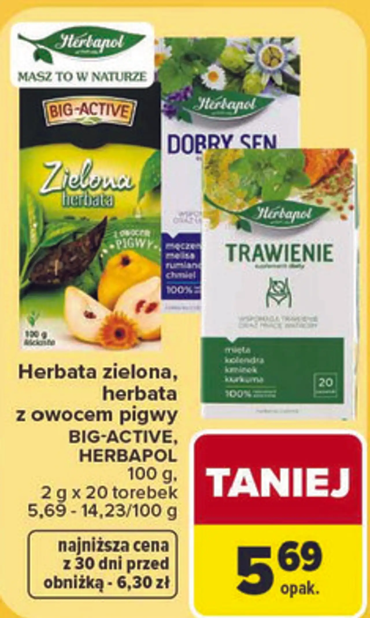 Herbata zielona, herbata z owocem pigwy BIG-ACTIVE, HERBAPOL