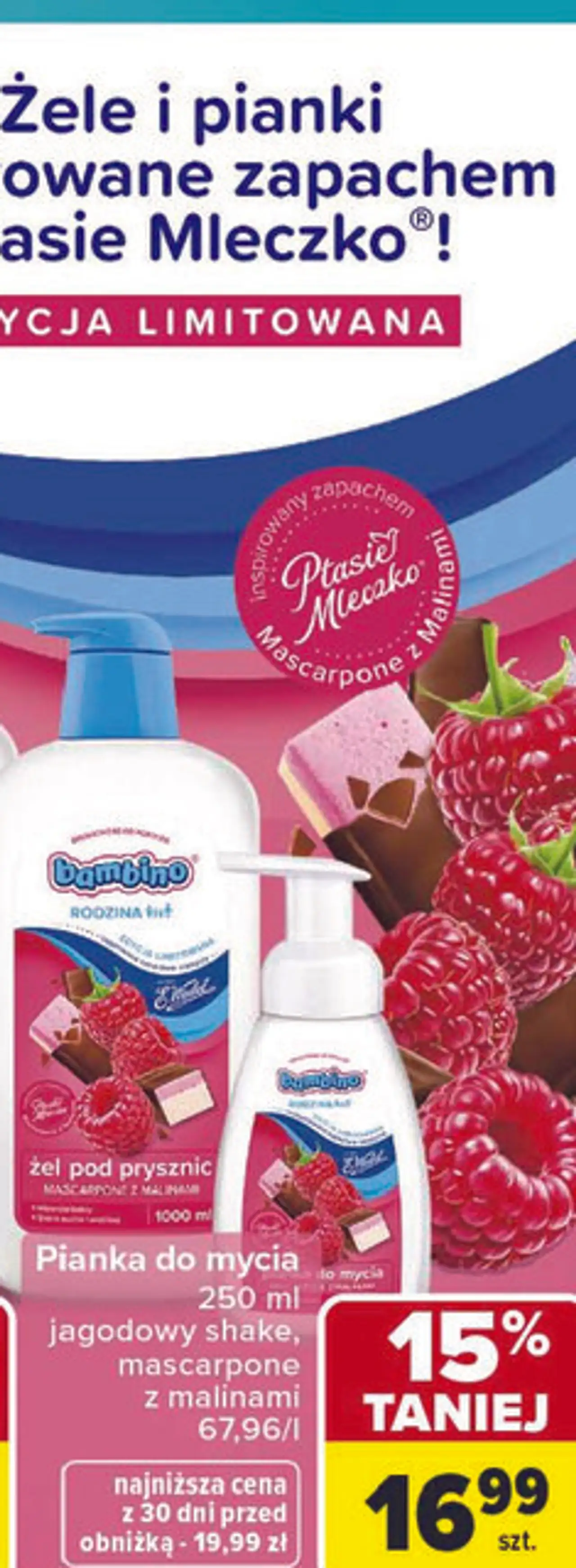 Pianka do mycia Bambino jagodowy shake, mascarpone z malinami
