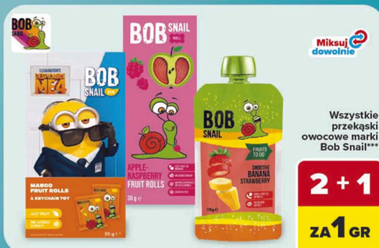 Przekąski owocowe Bob Snail różne rodzaje