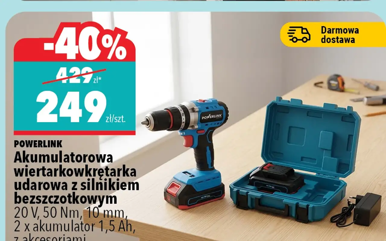 Akumulatorowa wiertarkowkrętarka udarowa POWERLINK