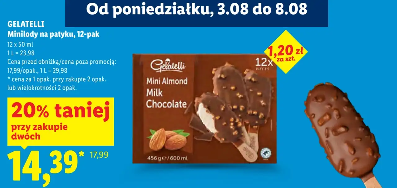 GELATELLI Minilody na patyku, 12-pak