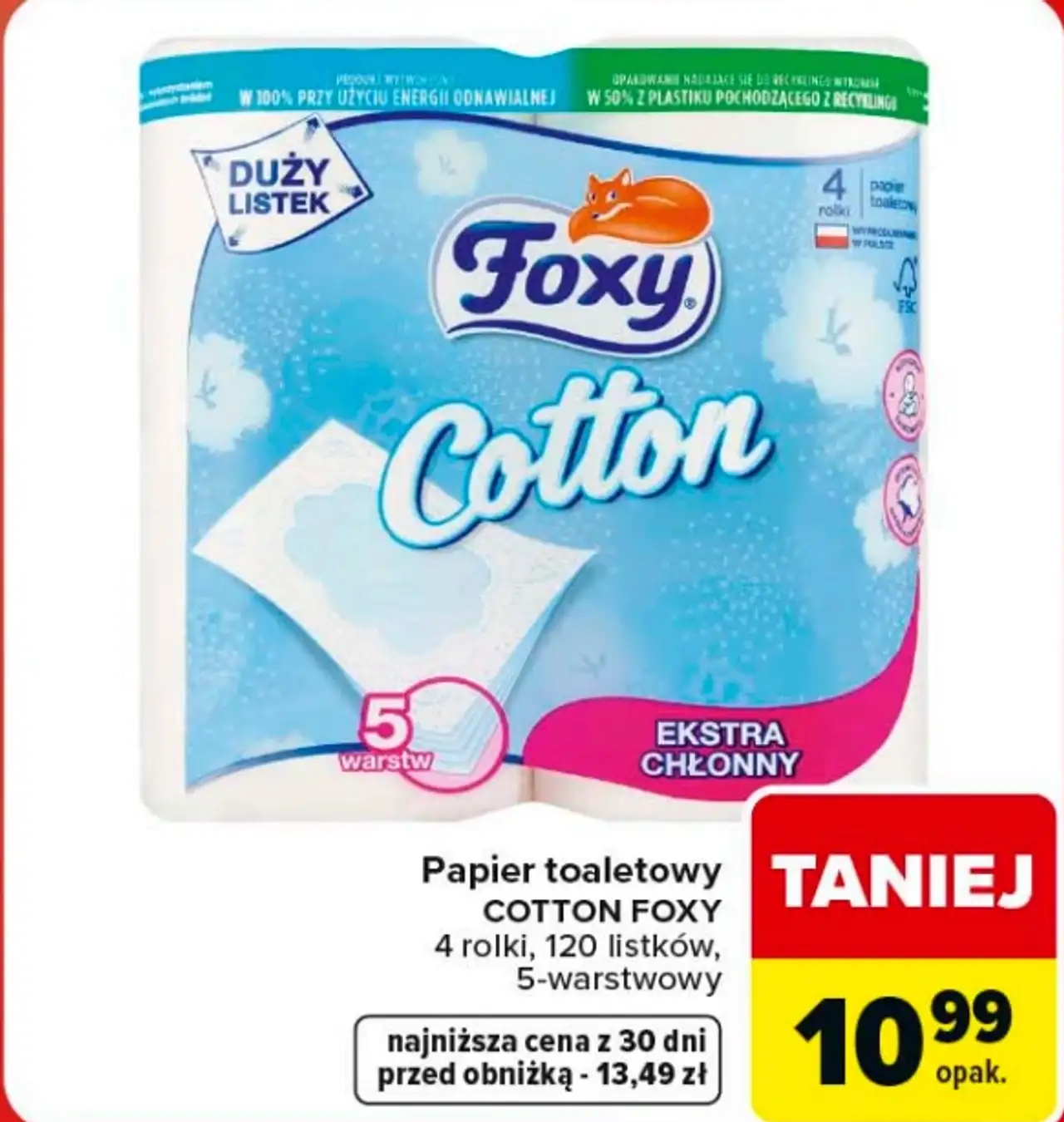 Papier toaletowy COTTON FOXY 4 rolki