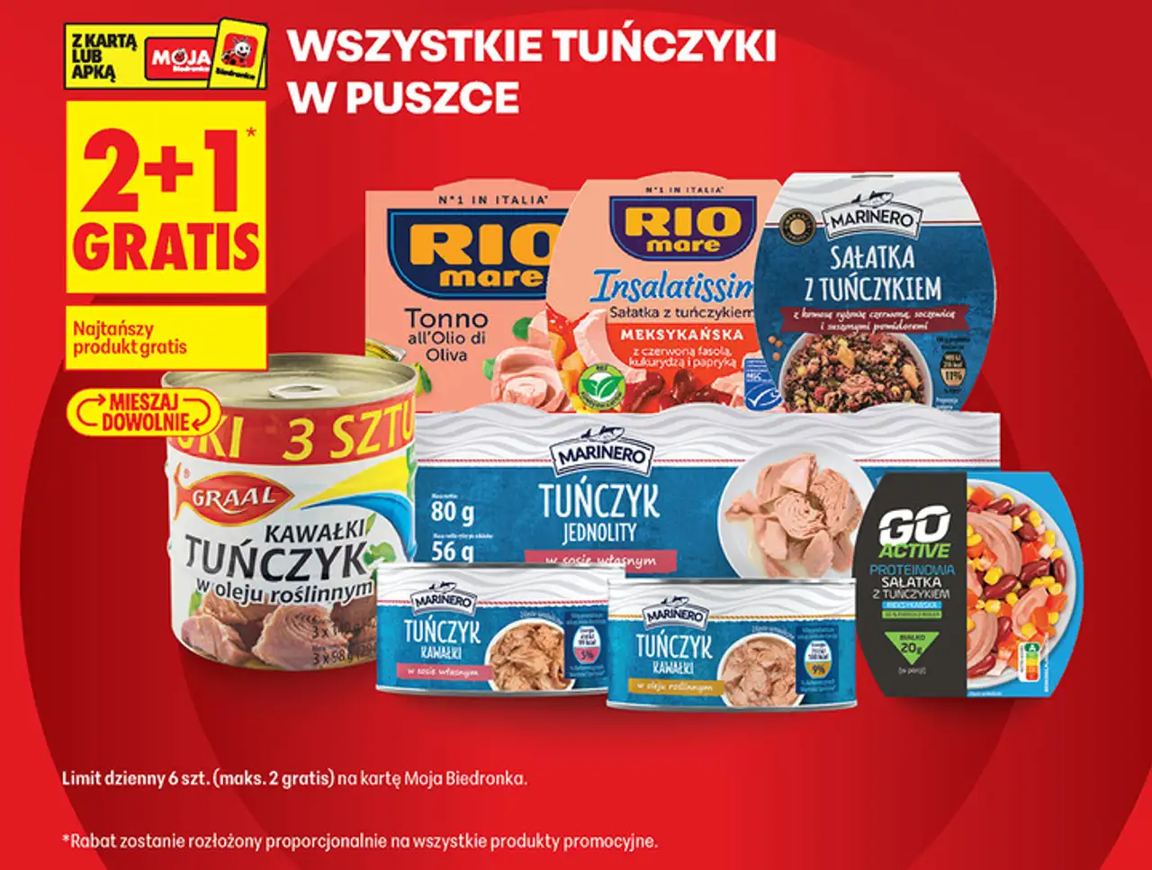 Wszystkie tuńczyki w puszce Rio Mare, Marinero, Graal, Go Active