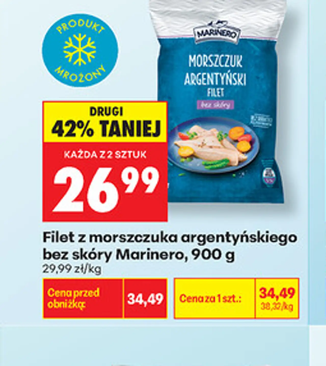 Filet z morszczuka argentyńskiego bez skóry Marinero, 900 g