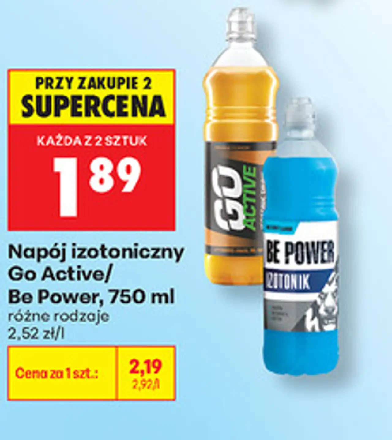 Napój izotoniczny Go Active / Be Power, 750 ml