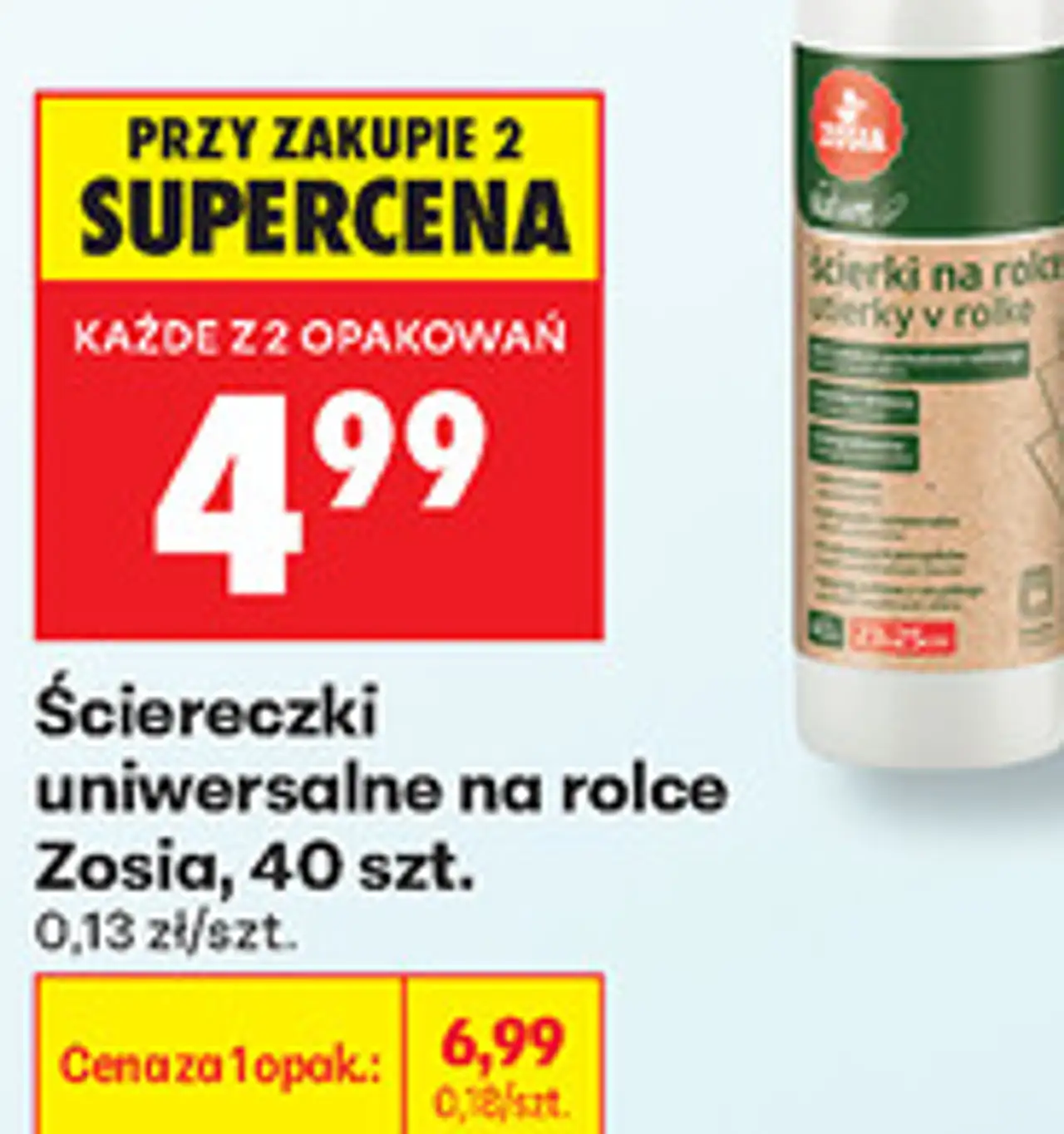 Ściereczki uniwersalne na rolce Zosia, 40 szt.