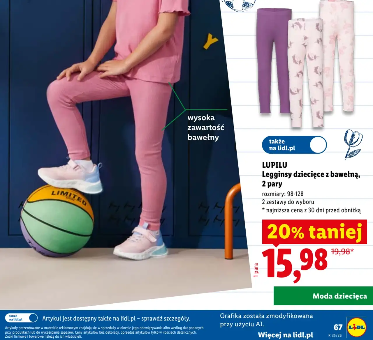 Lupilu Legginsy dziecięce z bawełny, 2 pary