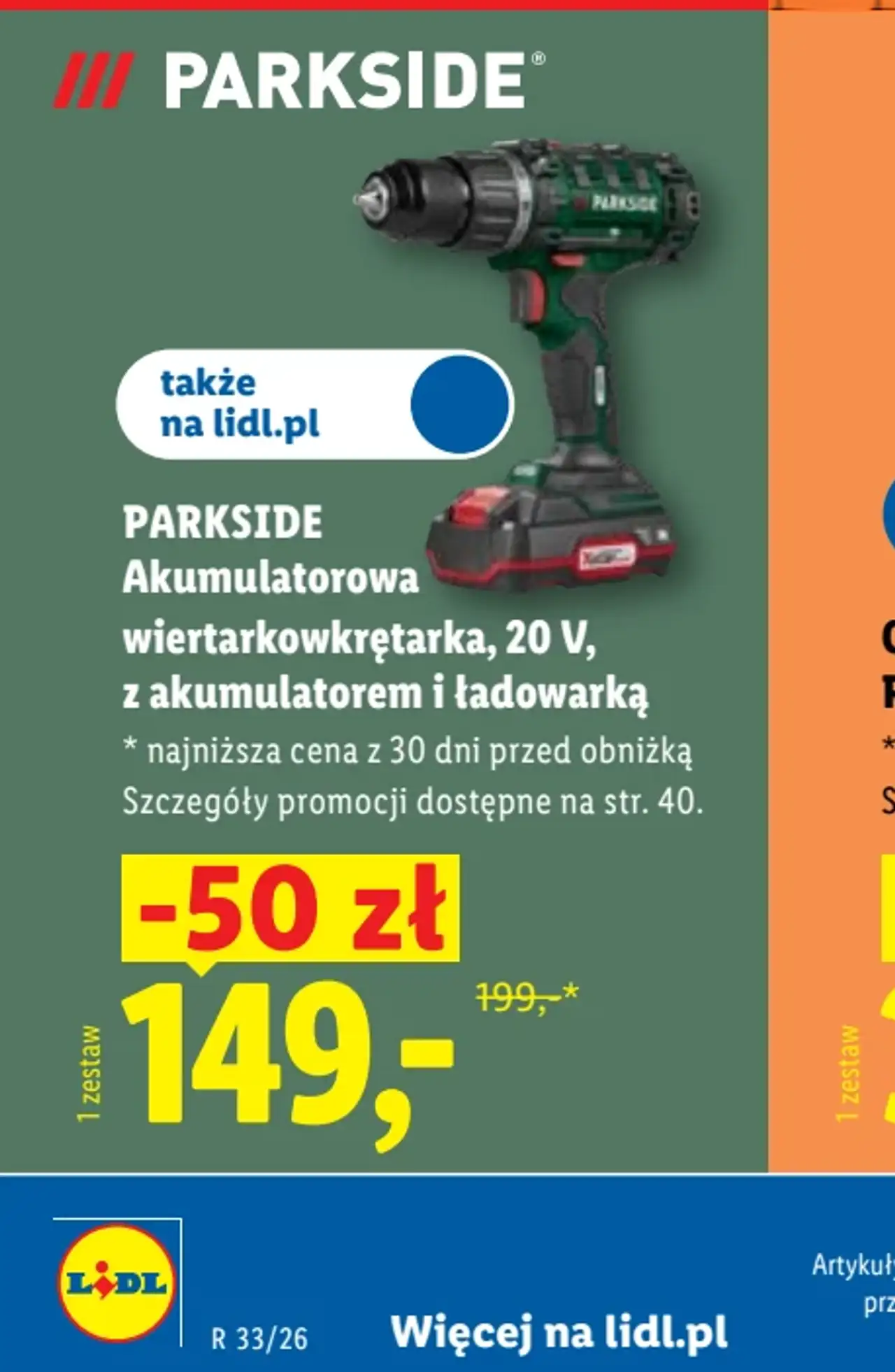 PARKSIDE Akumulatorowa wiertarkowkrętarka, 20 V, z akumulatorem i ładowarką