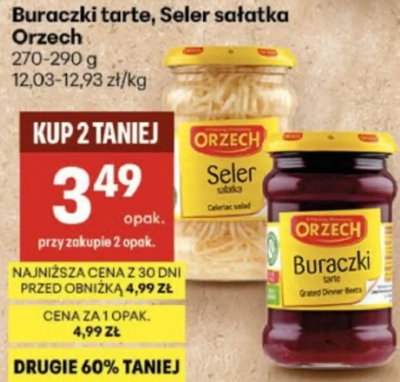 Buraczki tarte, Seler sałatka Orzech
