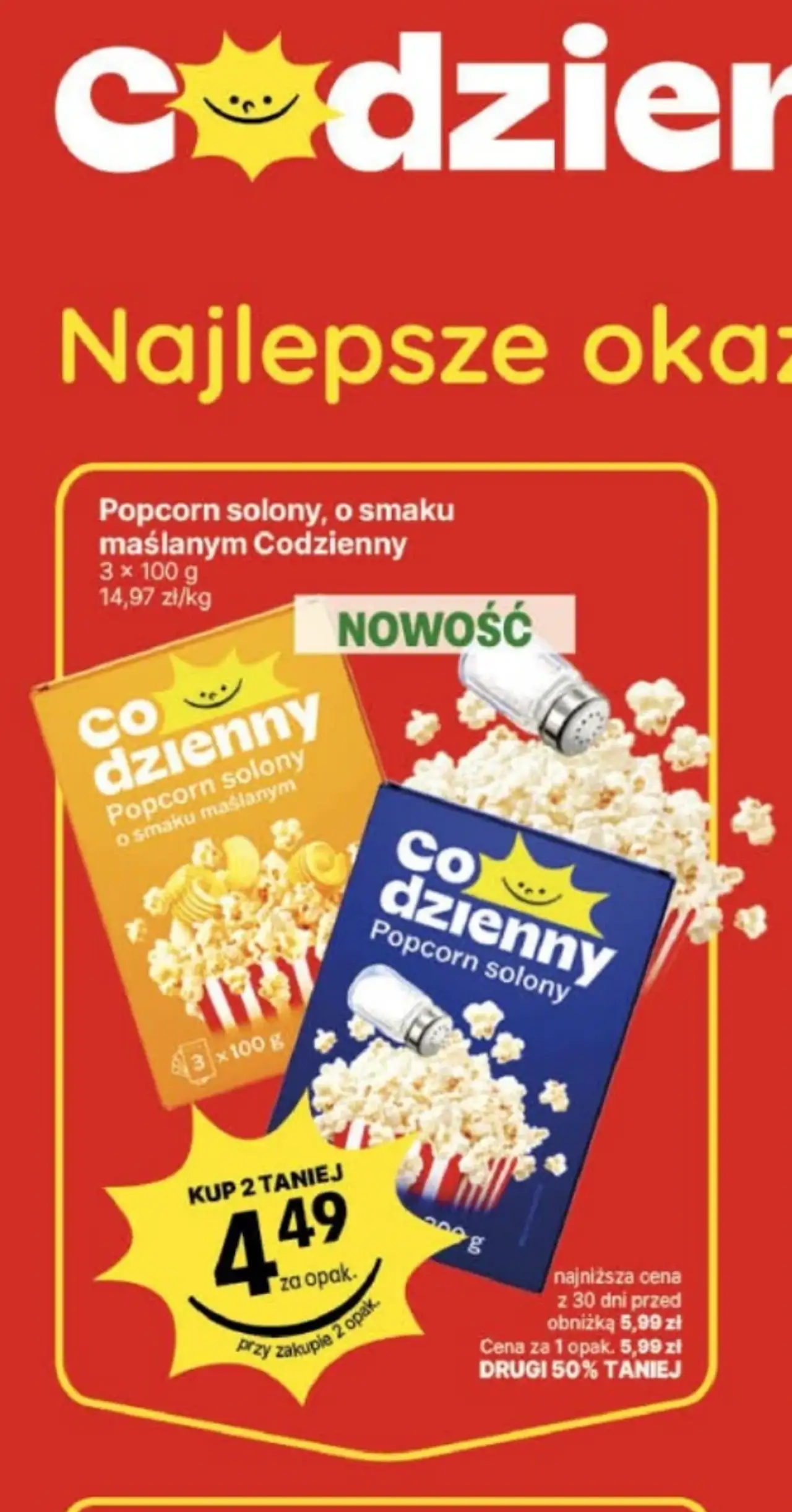 Popcorn solony, o smaku maślanym Codzienny