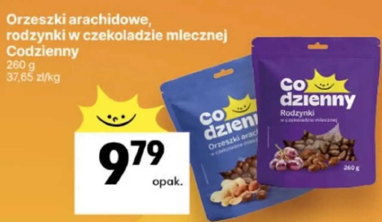 Orzeszki arachidowe, rodzynki w czekoladzie mlecznej Codzienny