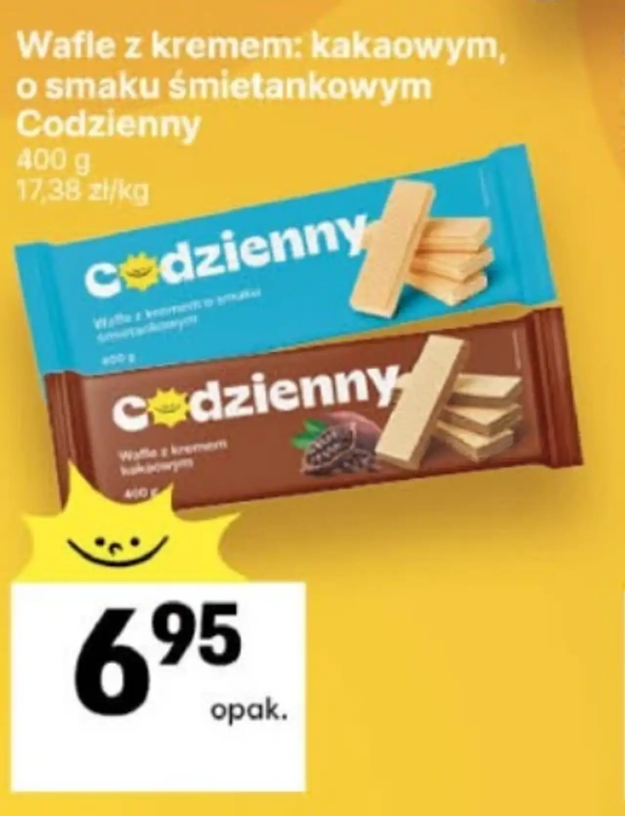Wafle z kremem: kakaowym, o smaku śmietankowym Codzienny