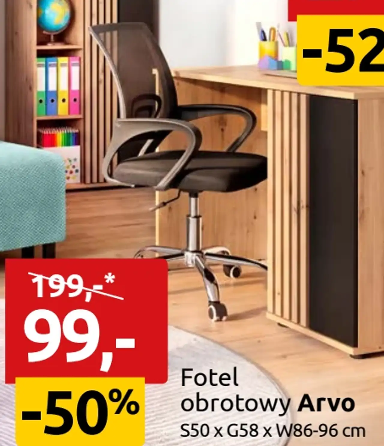 Fotel obrotowy Arvo S50 x G58 x W86-96 cm