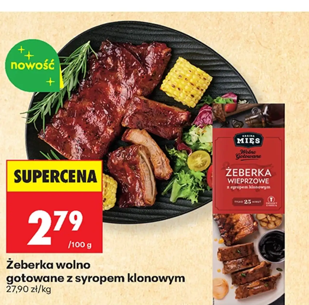 Żeberka wolno gotowane z syropem klonowym Kraina Mięs Wolno Gotowane