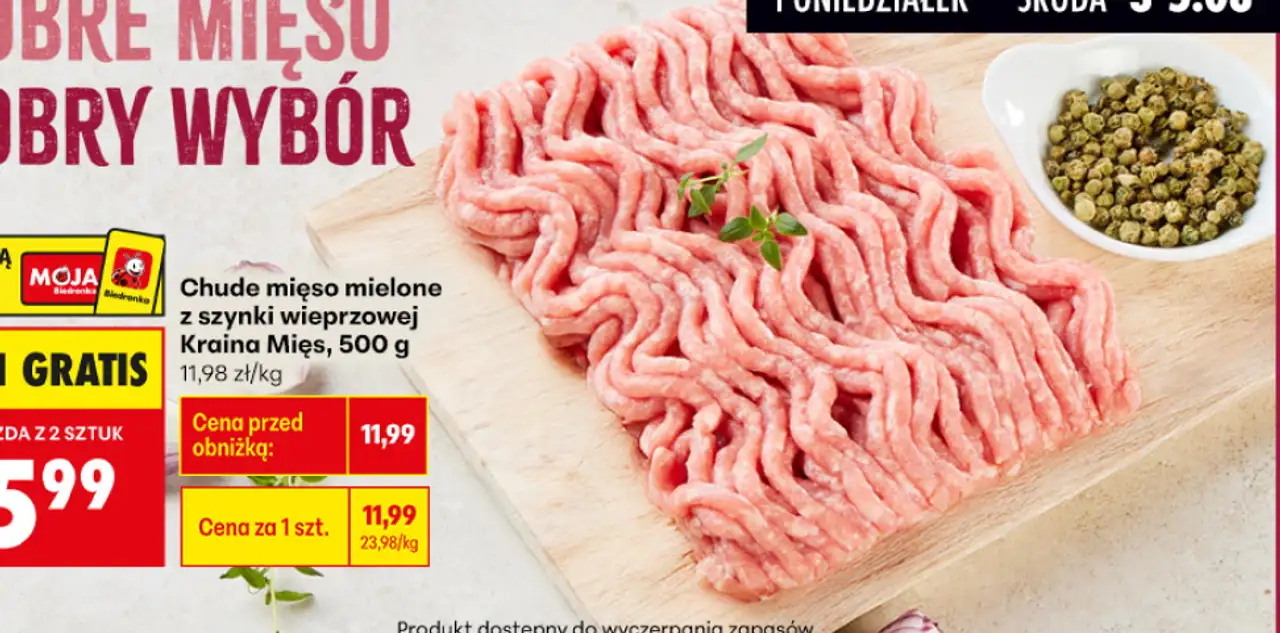 Chude mięso mielone z szynki wieprzowej Kraina Mięs