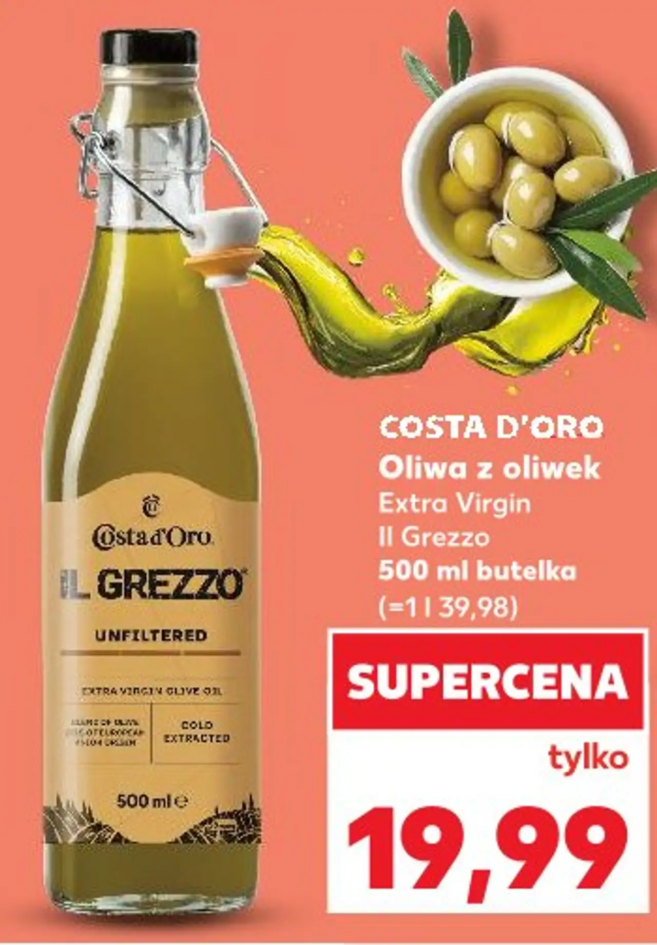 Costa d'Oro Oliwka z oliwek Extra Virgin Il Grezzo