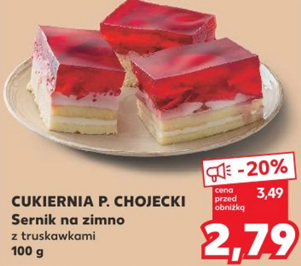 Cukiernia P. Chojecki Sernik na zimno z truskawkami