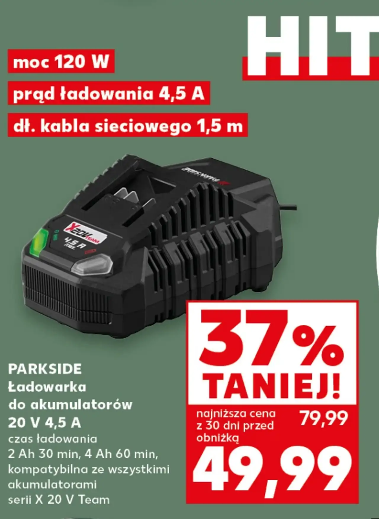 PARKSIDE Ładowarka do akumulatorów 20 V 4,5 A