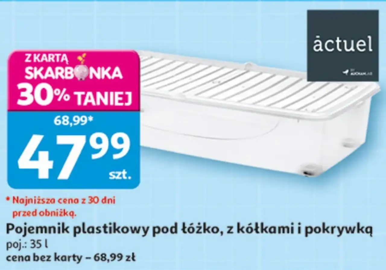 Pojemnik plastikowy pod łóżko, z kółkami i pokrywką actuel
