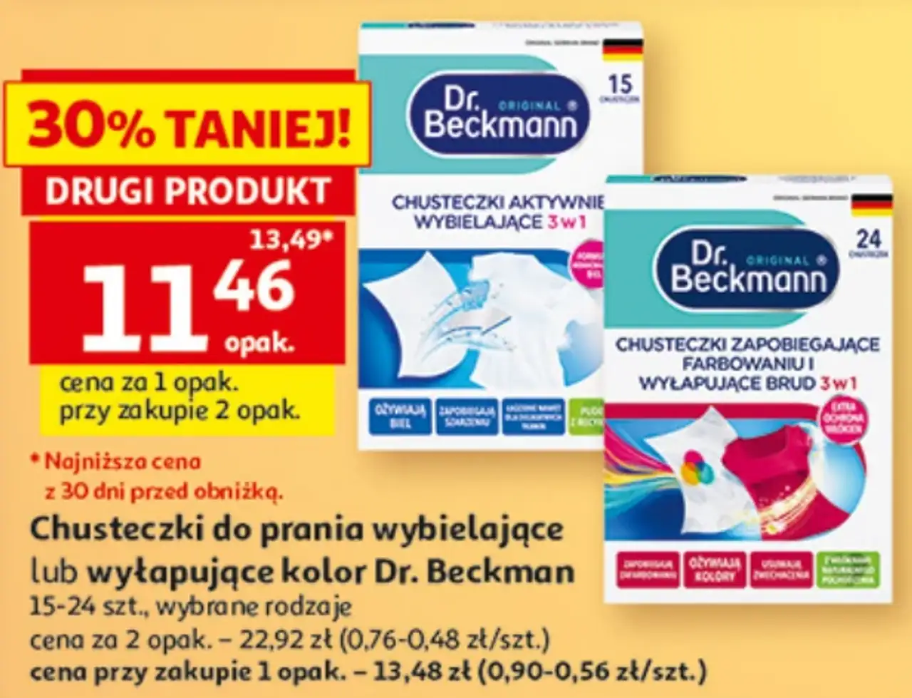 Chusteczki do prania wybielające lub wyłapujące kolor Dr. Beckmann