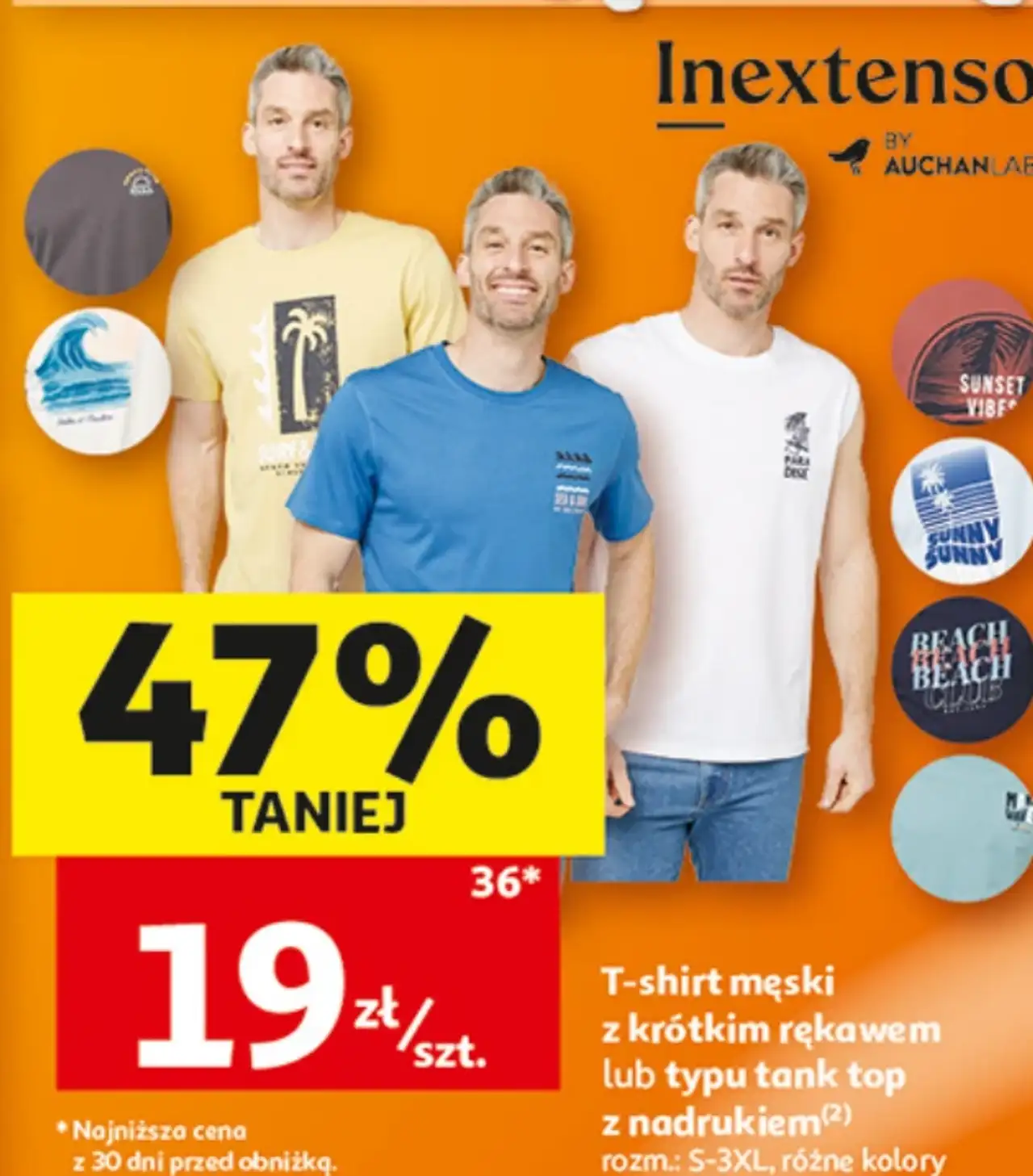 Inextenso T-shirt męski z krótkim rękawem lub typu tank top z nadrukiem