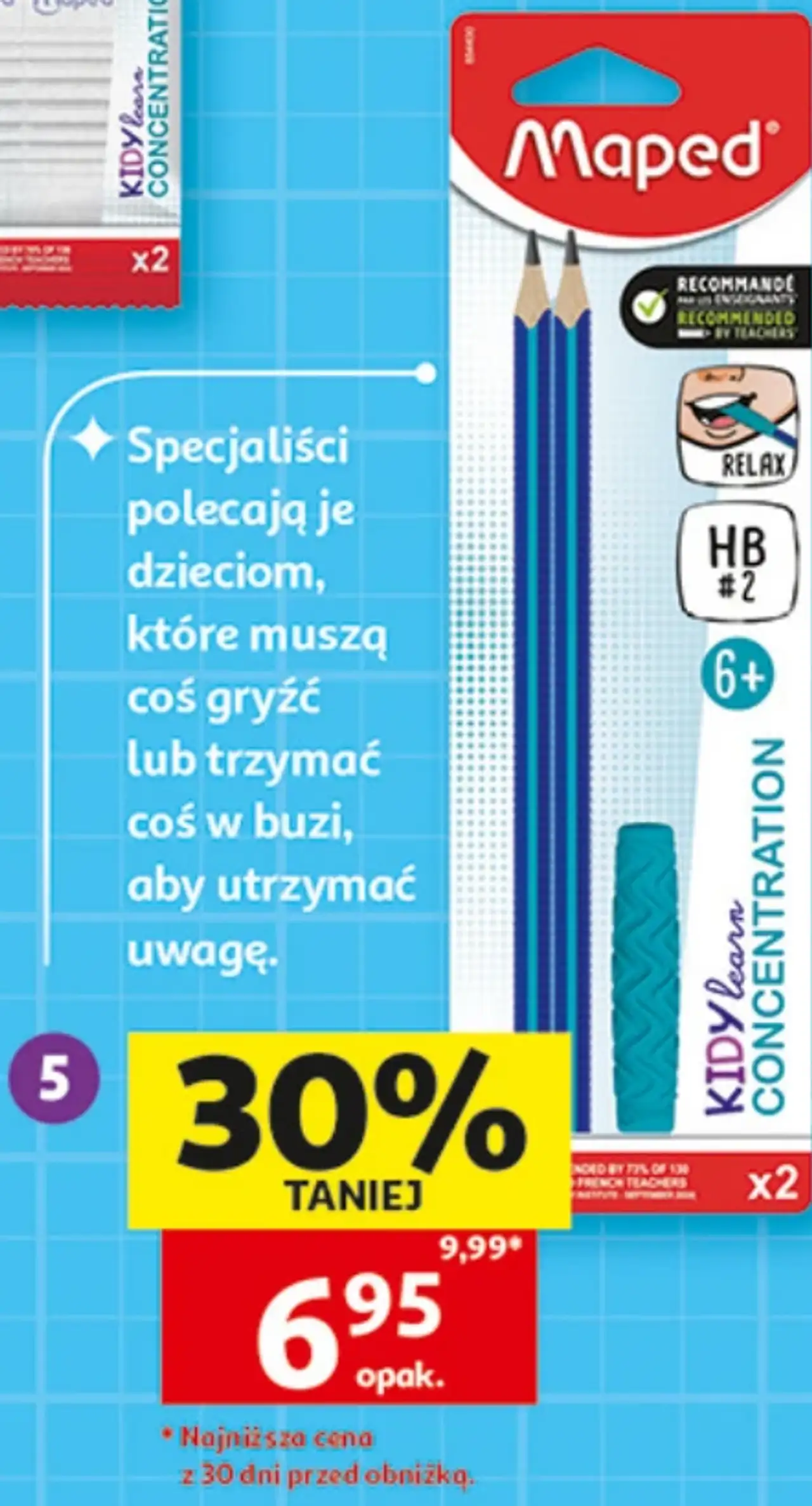 Maped KIDY learn CONCENTRATION Ołówki HB, 2 szt. + nakładka-gryzak