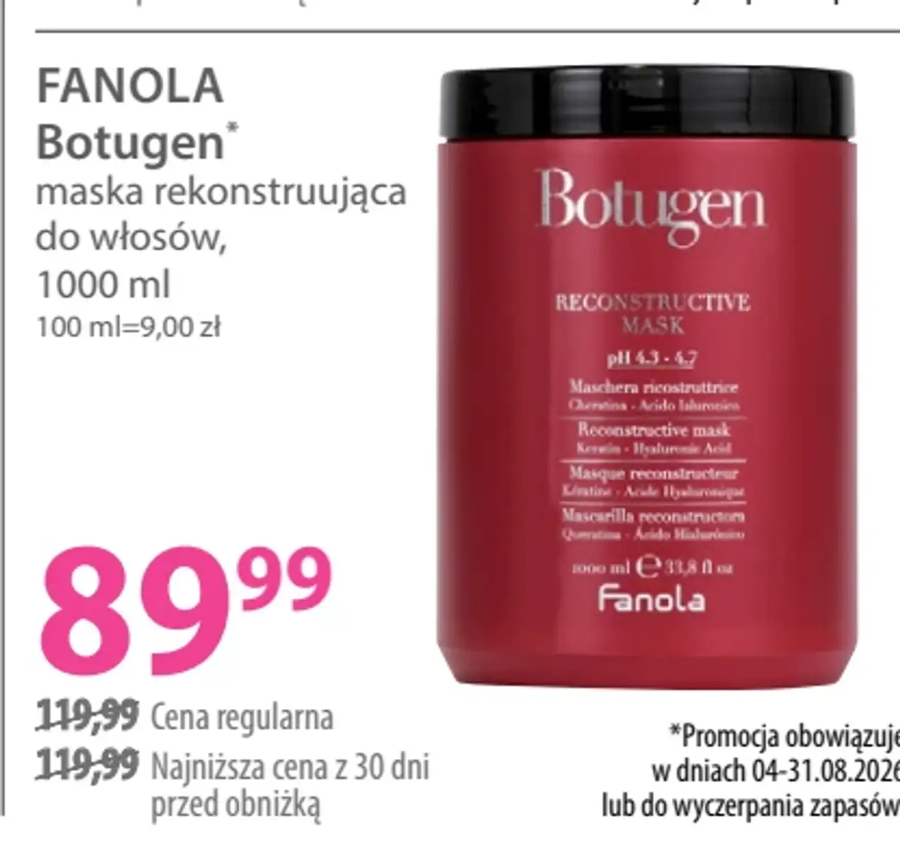 FANOLA Botugen maska rekonstruująca do włosów