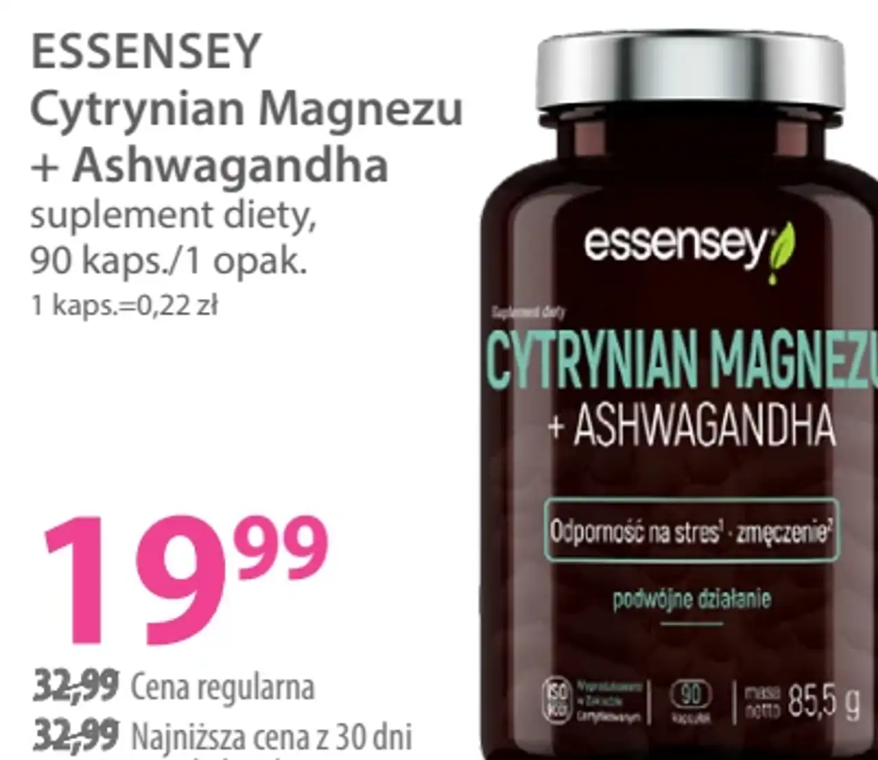 Essensey Cytrynian Magnezu + Ashwagandha suplement diety