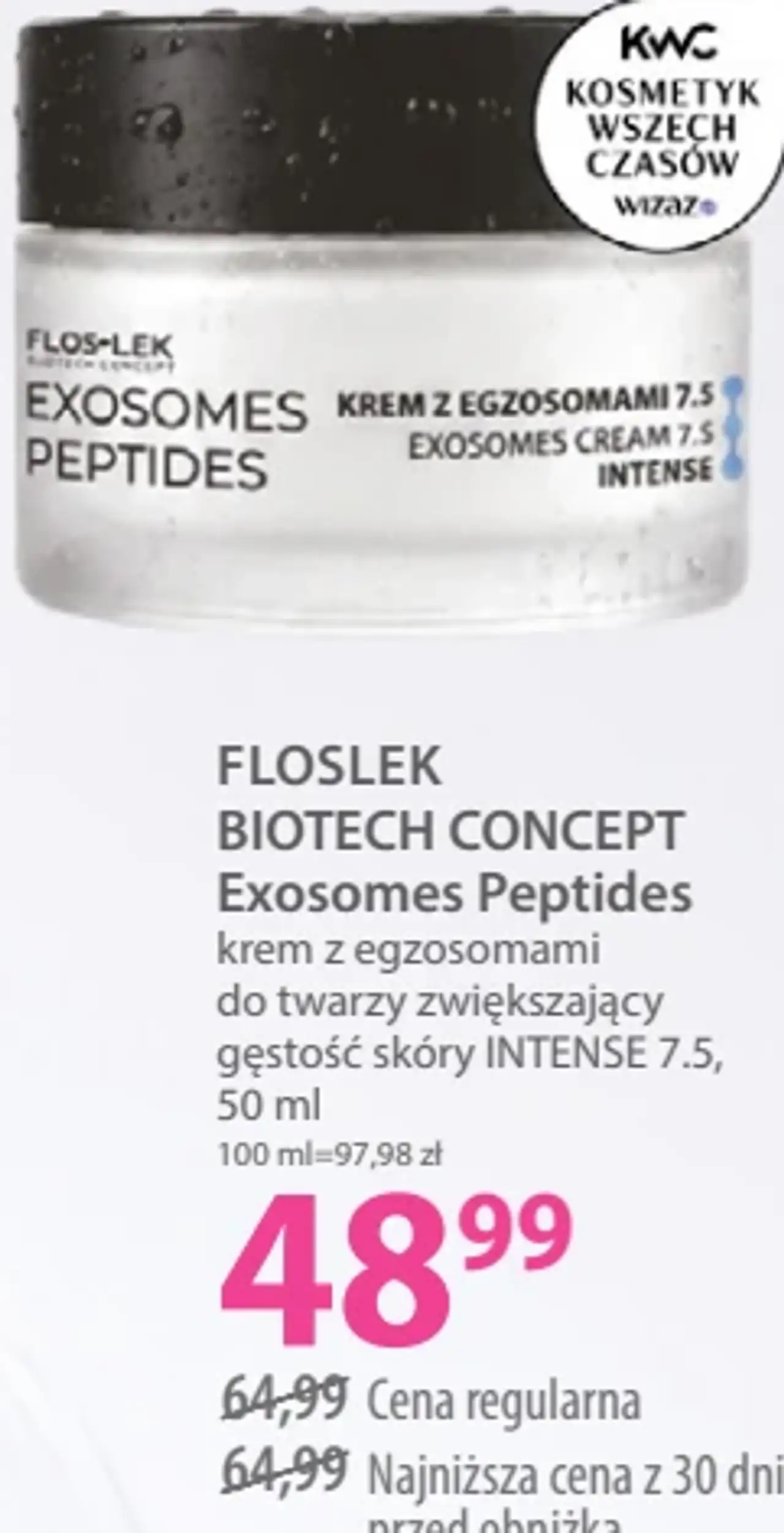 Floslek Biotech Concept Exosomes Peptides krem z egzosomami do twarzy zwiększający gęstość skóry