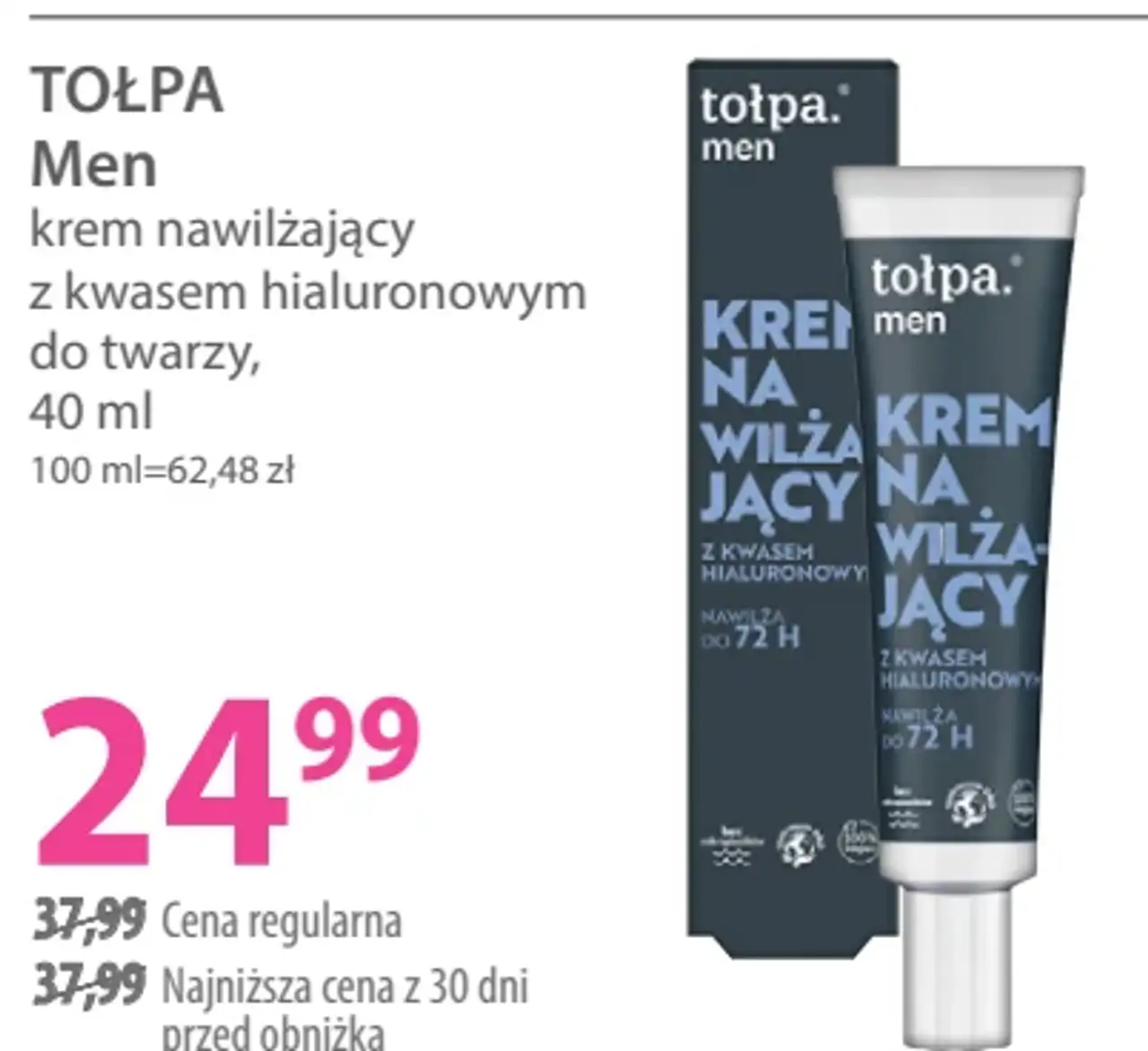 Tołpa Men krem nawilżający z kwasem hialuronowym do twarzy