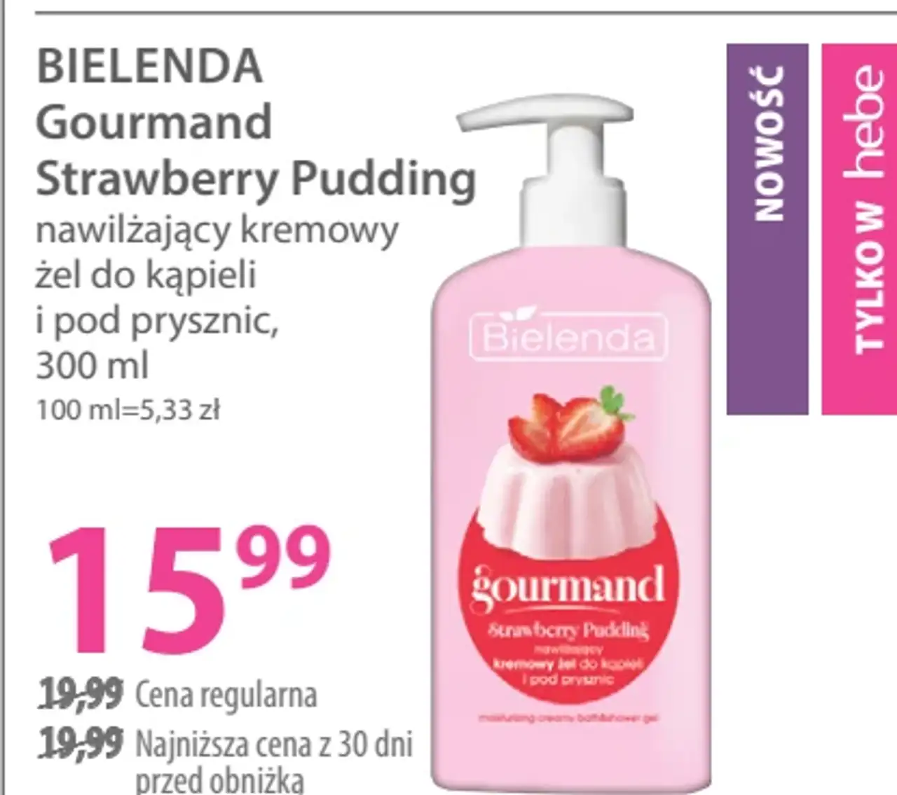 BIELENDA Gourmand Strawberry Pudding nawilżający kremowy żel do kąpieli i pod prysznic