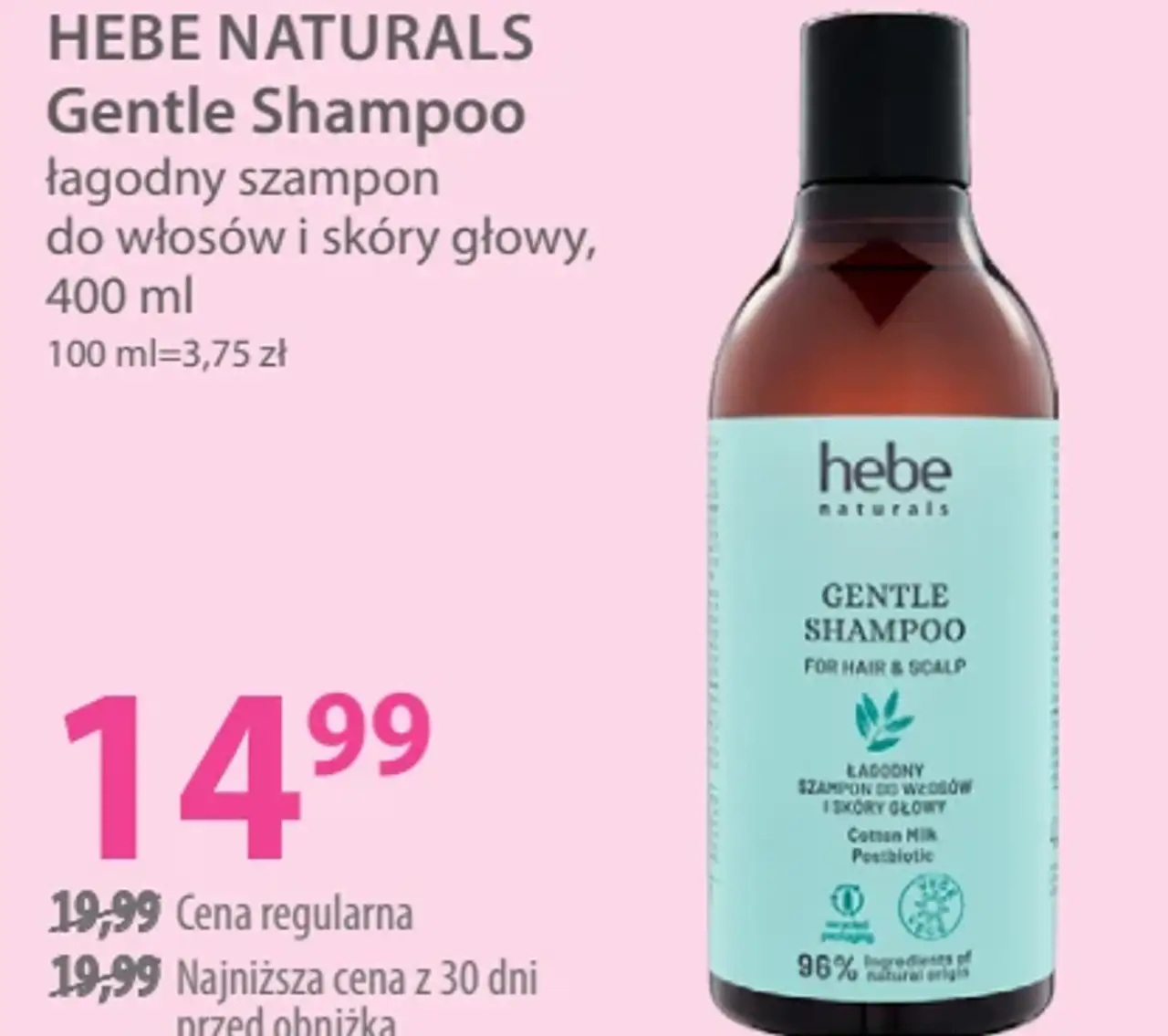 HEBE NATURALS Gentle Shampoo łagodny szampon do włosów i skóry głowy