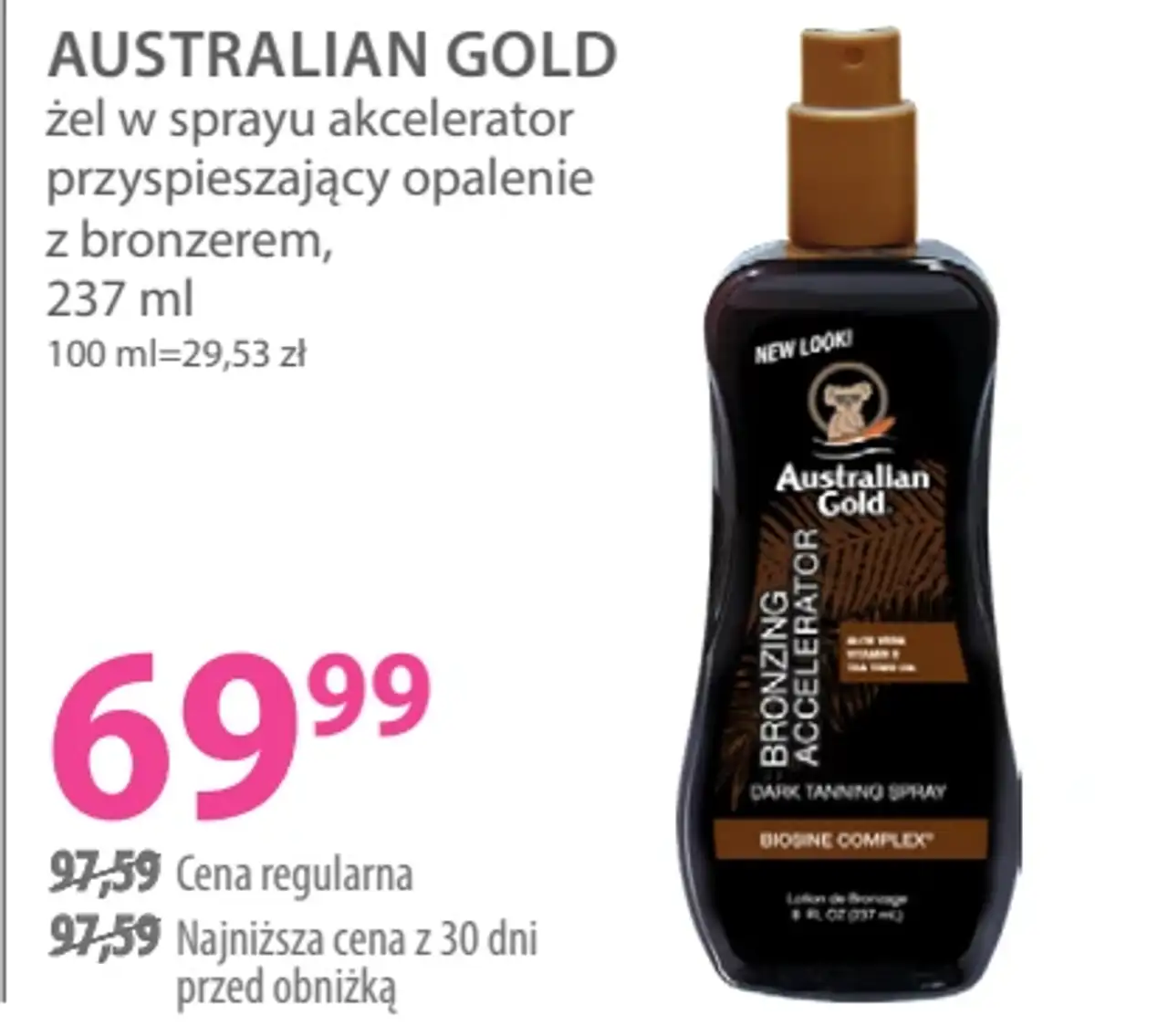 Australian Gold żel w sprayu akcelerator przyspieszający opalanie z bronzerem