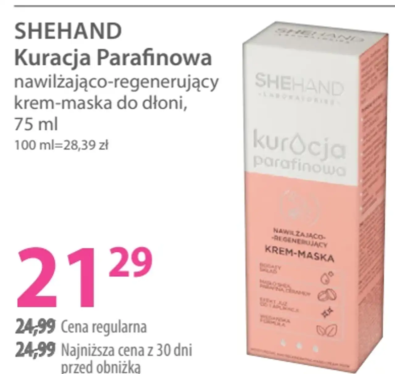 Shehand Kuracja Parafinowa nawilżająco-regenerujący krem-maska do dłoni