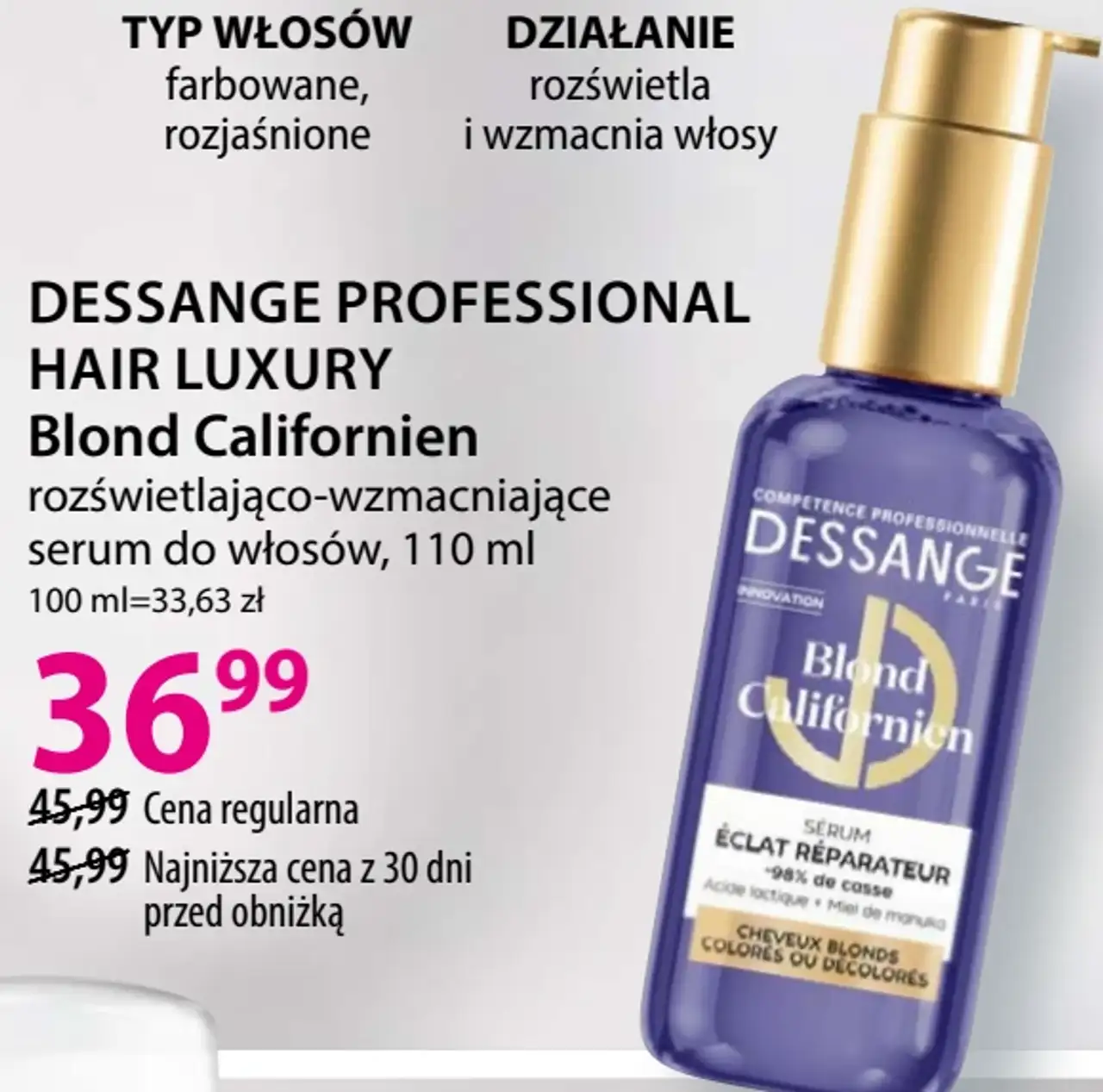 DESSANGE PROFESSIONAL HAIR LUXURY Blond Californien rozświetlająco-wzmacniające serum do włosów