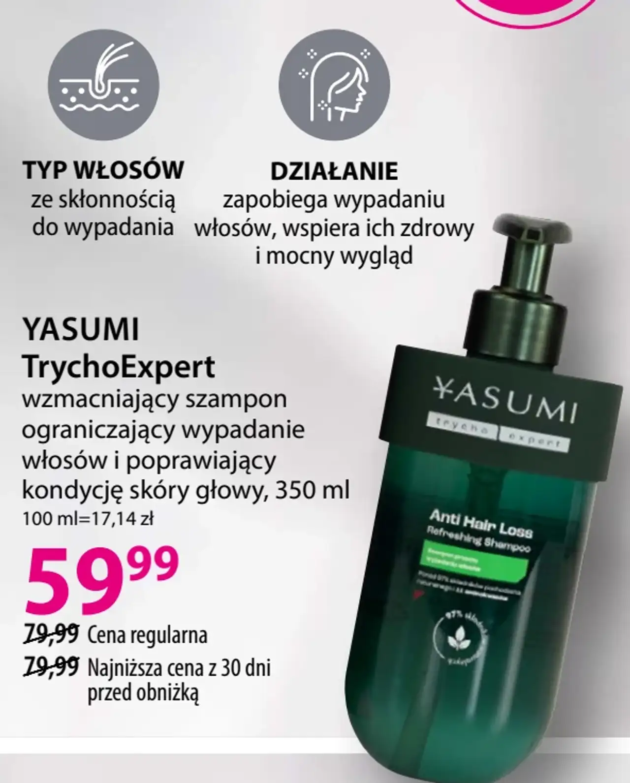 YASUMI TrychoExpert wzmacniający szampon ograniczający wypadanie włosów i poprawiający kondycję skóry głowy