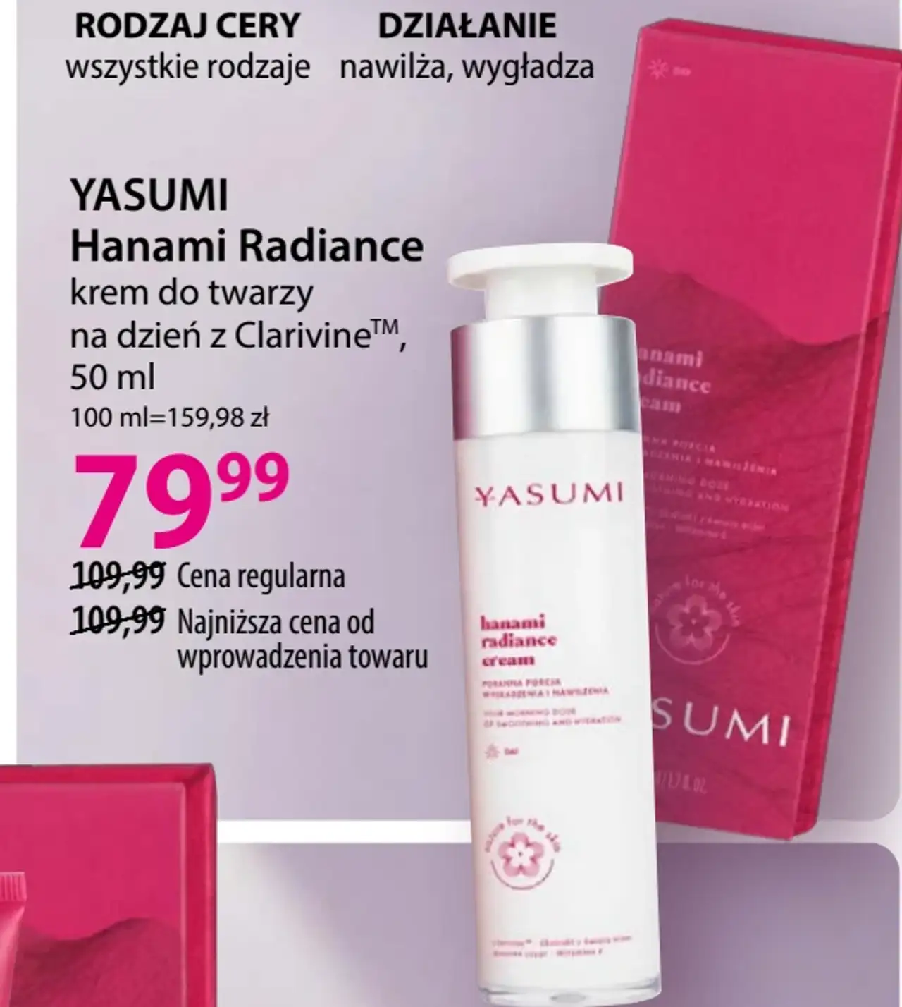 Yasumi Hanami Radiance krem do twarzy na dzień z Clarivine™