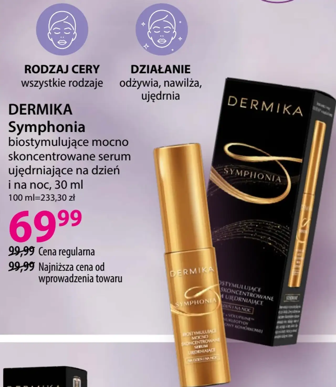 DERMIKA Symphonia biostymulujące mocno skoncentrowane serum ujędrniające na dzień i na noc