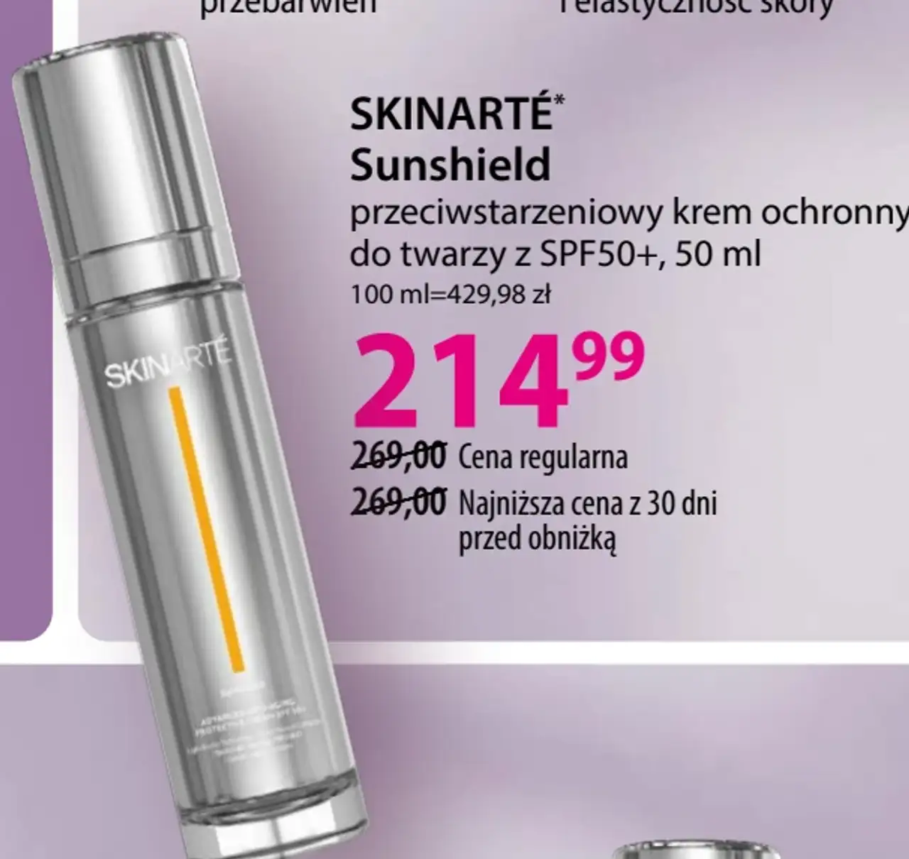 SKINARTÉ Sunshield przeciwstarzeniowy krem ochronny do twarzy z SPF50+