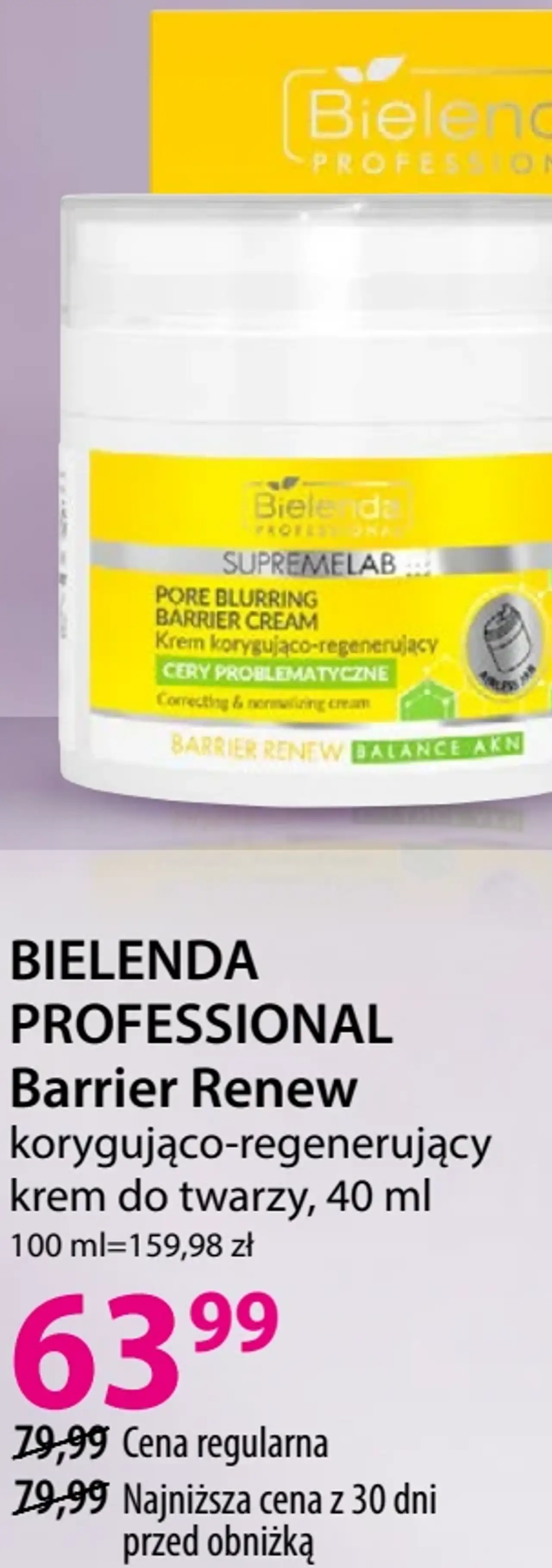 Bielenda Professional Barrier Renew korygująco-regenerujący krem do twarzy, 40 ml