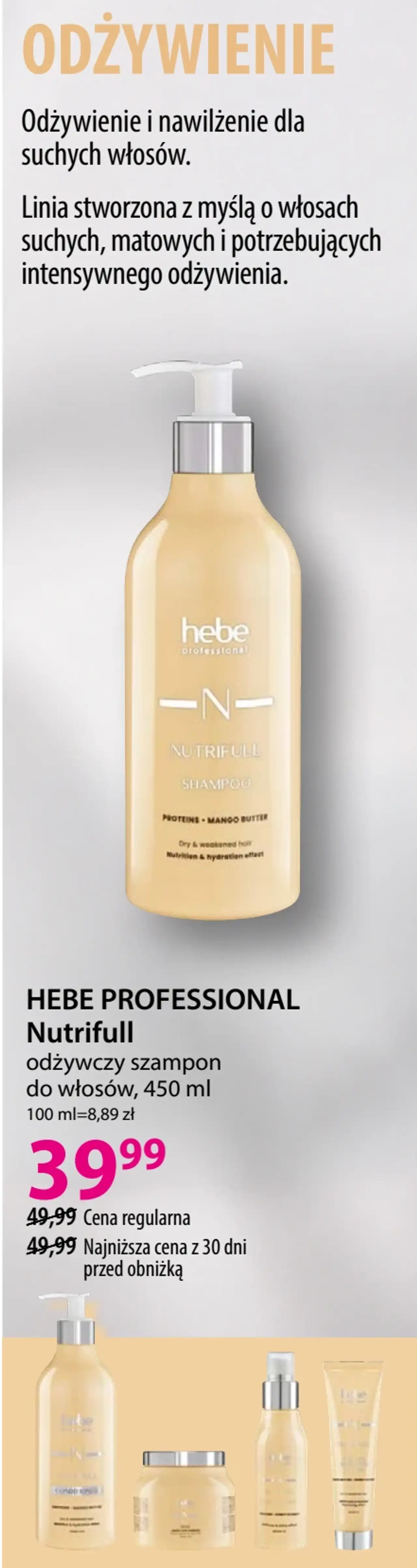 HEBE PROFESSIONAL Nutrifull odżywczy szampon do włosów, 450 ml