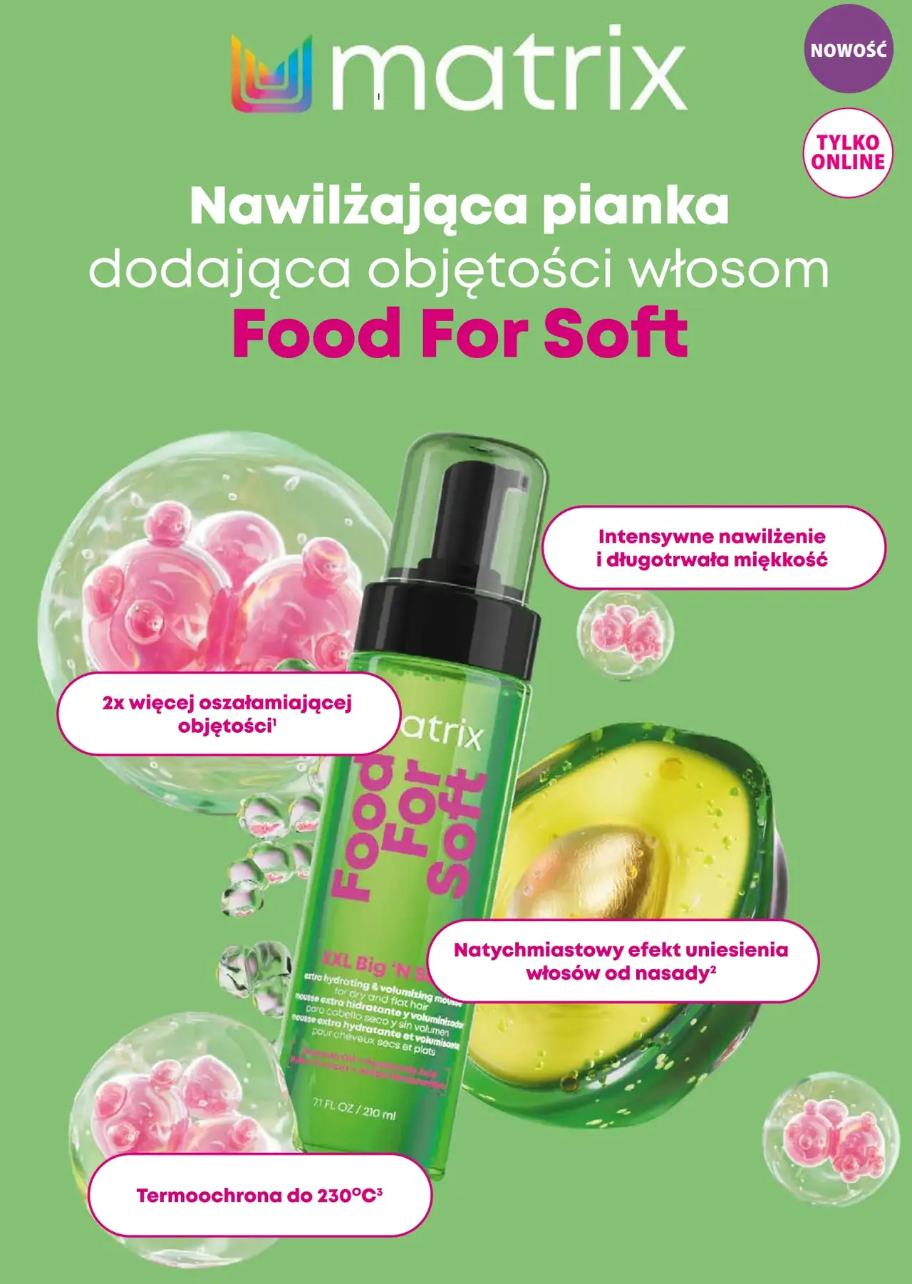 Matrix Food For Soft Nawilżająca pianka dodająca objętości włosom
